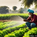 Home 20 농업과 식량 안보의 미래 - A vibrant, detailed scene of a rural Indian farm showcasing sustainable agriculture practices: a far...